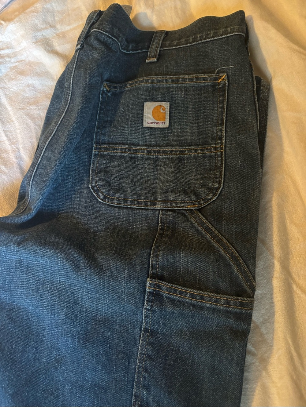 Carhartt Men's Indigo Work Jeans with Pocket Patch